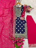 Presenting New Fox Georgette Top-Plazzo and Dupatta Set Fully Stitched Ready To Wear 🔥😍🥰*