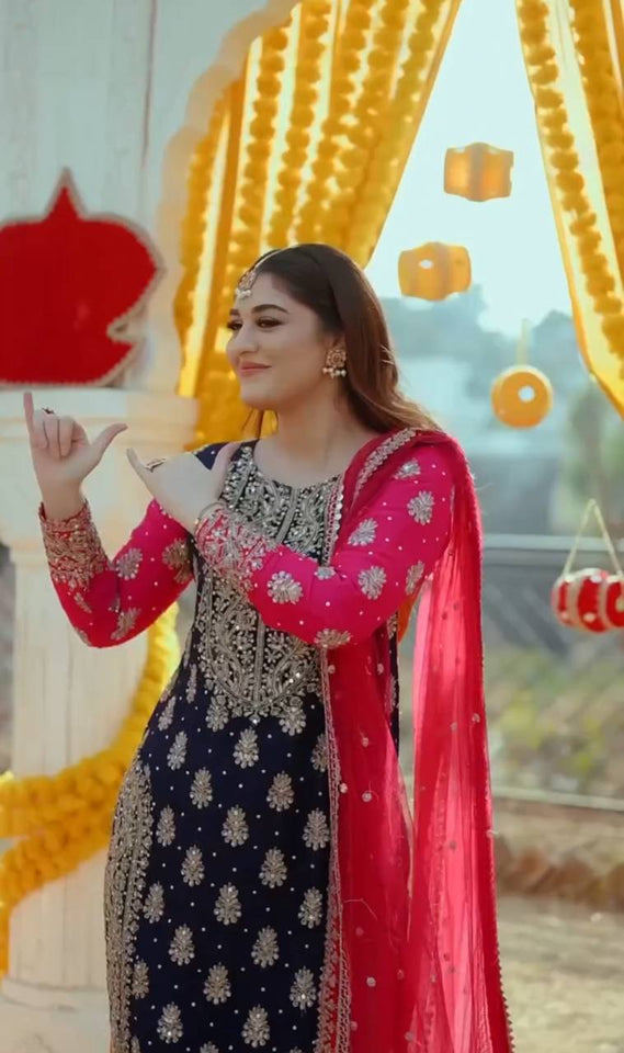 Presenting New Fox Georgette Top-Plazzo and Dupatta Set Fully Stitched Ready To Wear 🔥😍🥰*
