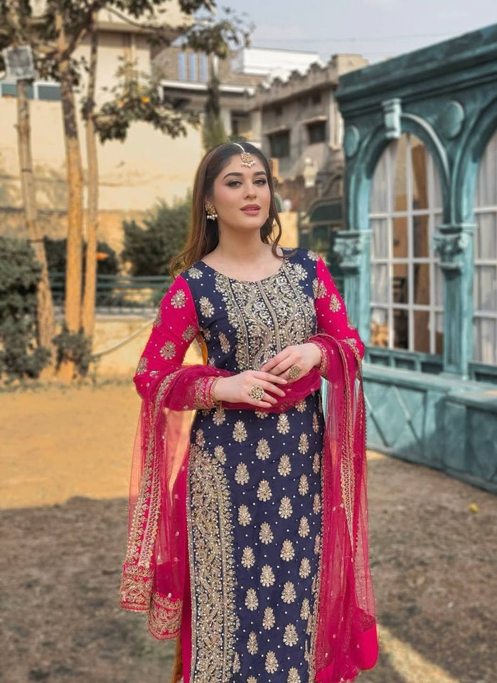 Presenting New Fox Georgette Top-Plazzo and Dupatta Set Fully Stitched Ready To Wear 🔥😍🥰*