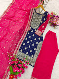 Presenting New Fox Georgette Top-Plazzo and Dupatta Set Fully Stitched Ready To Wear 🔥😍🥰*