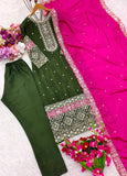 Presenting New Cinon Top-Pent and Dupatta Set Fully Stitched Ready To Wear