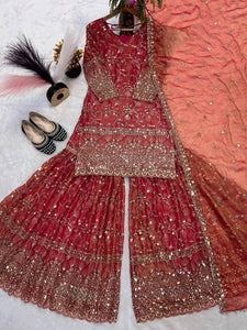 Launching New Designer Party Wear Look Top , Sharara Plazzo and Dupatta