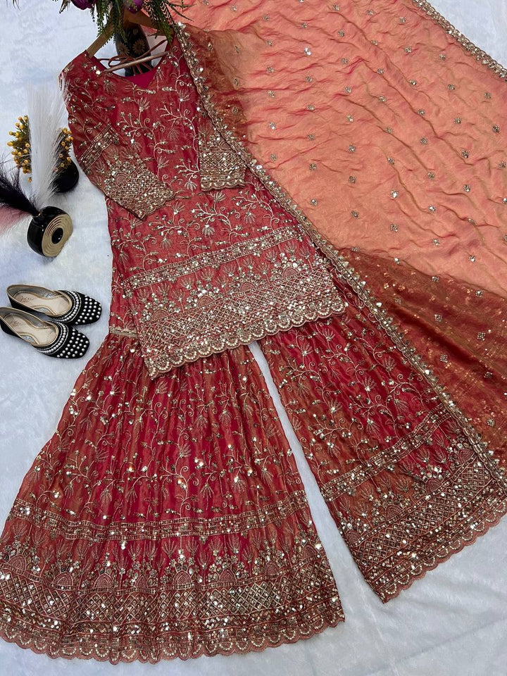 Launching New Designer Party Wear Look Top , Sharara Plazzo and Dupatta
