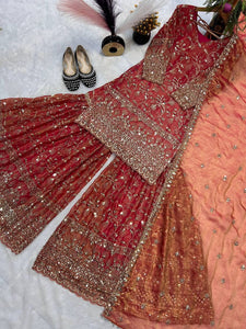 Launching New Designer Party Wear Look Top , Sharara Plazzo and Dupatta