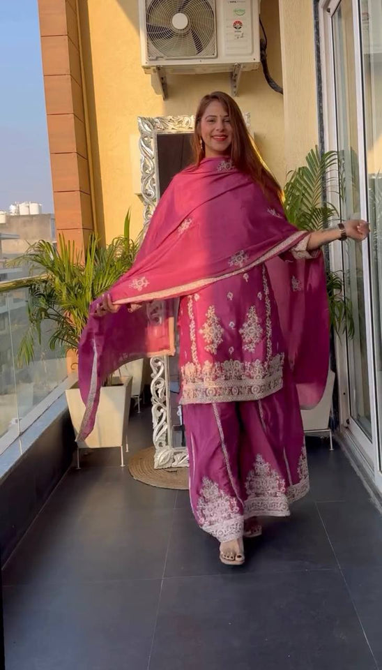 Top And plazzo With Dupatta