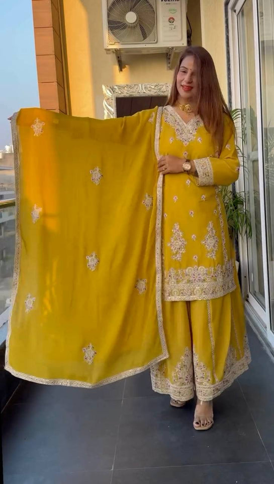 Top And Plazzo with dupatta