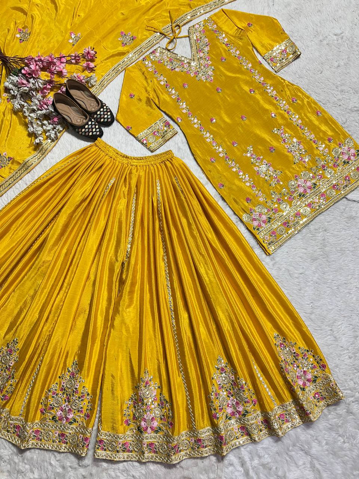 Top And Plazzo with dupatta