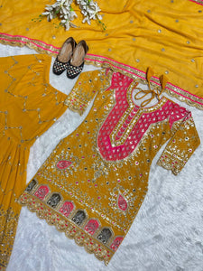 Top And Plazzo with Dupatta