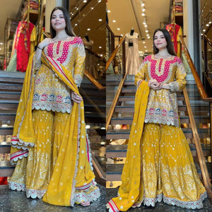 Top And Plazzo with Dupatta
