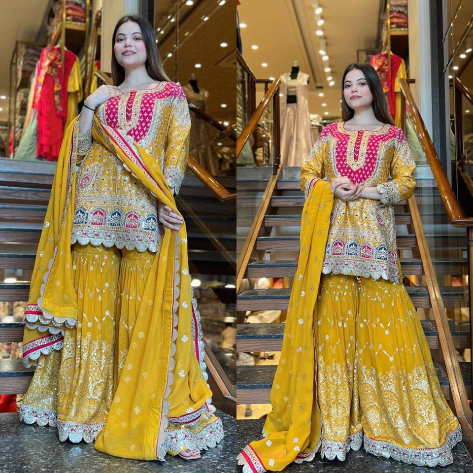 Top And Plazzo with Dupatta