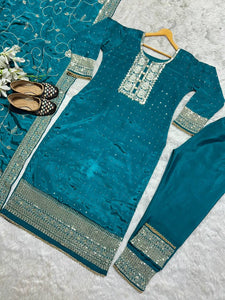 Presenting New Designer Long Pakistani Suit Top , Pant and Dupptta In Fancy Style