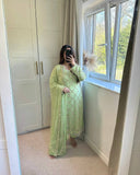 DESIRABLE FANCY FAUX GEORGETTE SEQUENCE EMBROIDERED WORK TOP AND PENT WITH DUPATTA*