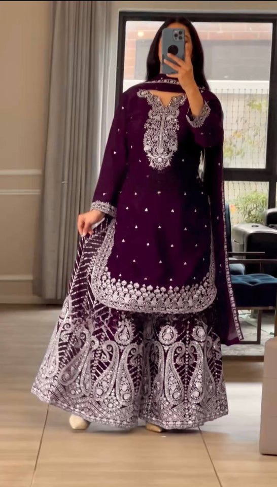 Top And Plazzo With Dupatta