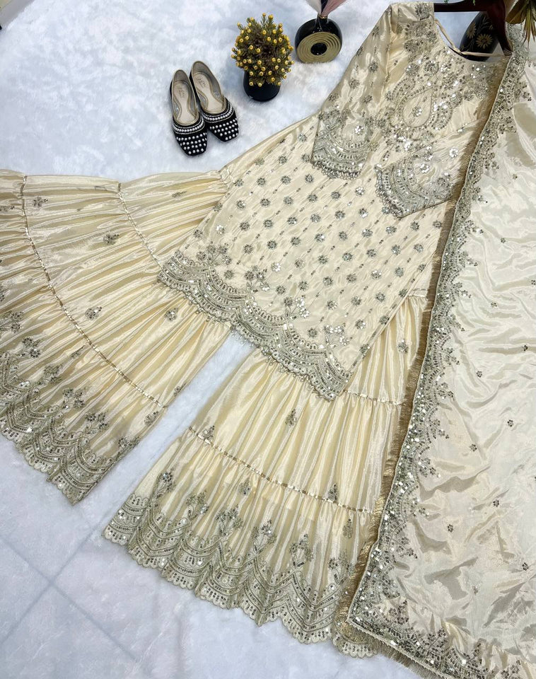 Top And Plazzo With Dupatta