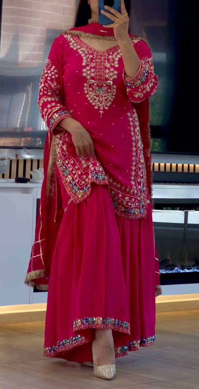 Top And Plazzo With Dupatta