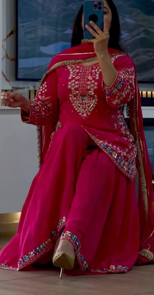 Top And Plazzo With Dupatta