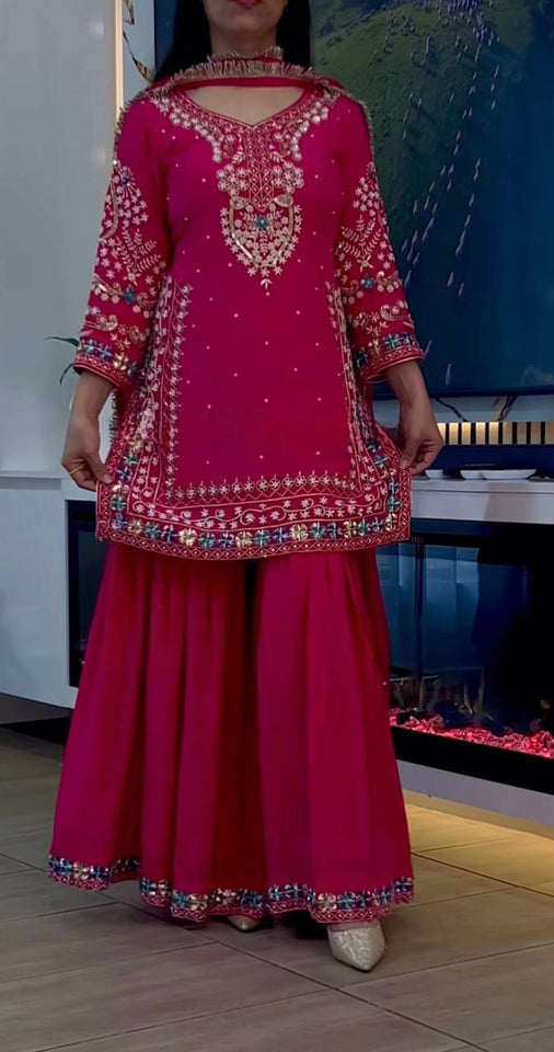 Top And Plazzo With Dupatta