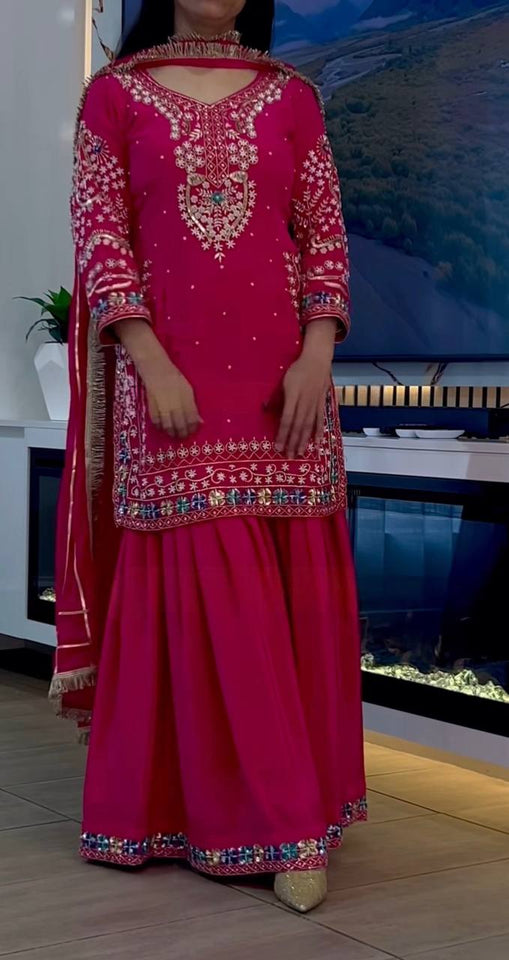 Top And Plazzo With Dupatta