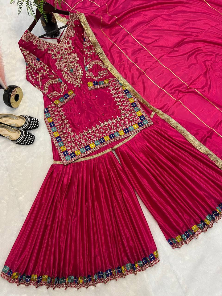 Top And Plazzo With Dupatta