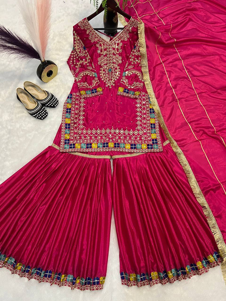 Top And Plazzo With Dupatta