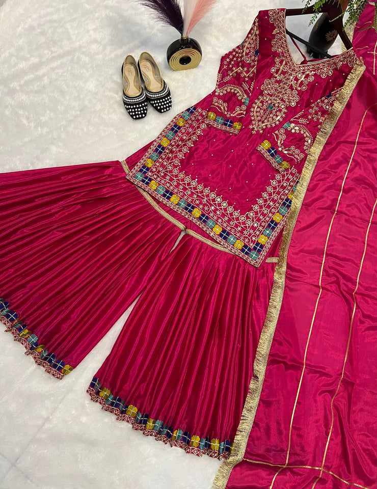 Top And Plazzo With Dupatta