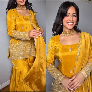 Top And Plazzo With Dupatta