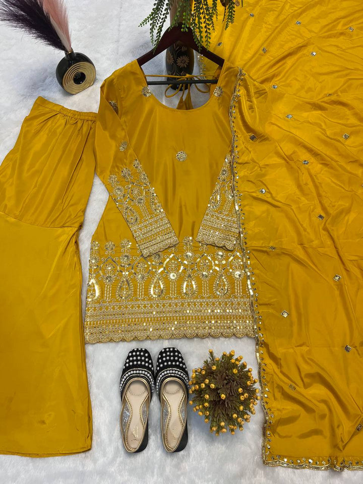 Top And Plazzo With Dupatta