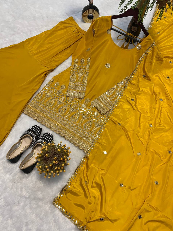 Top And Plazzo With Dupatta