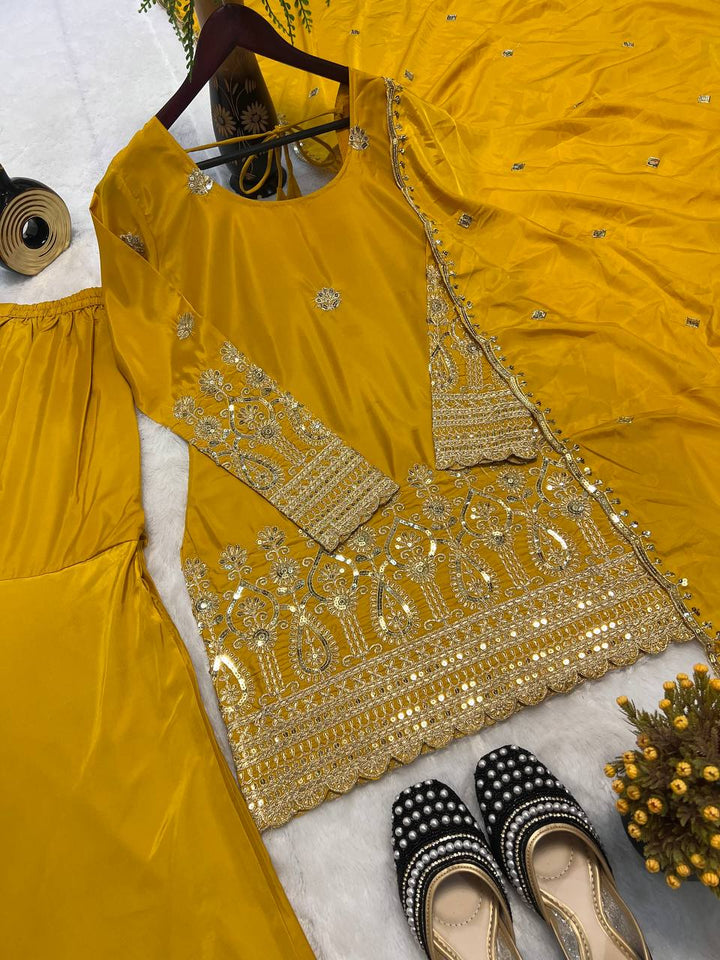 Top And Plazzo With Dupatta