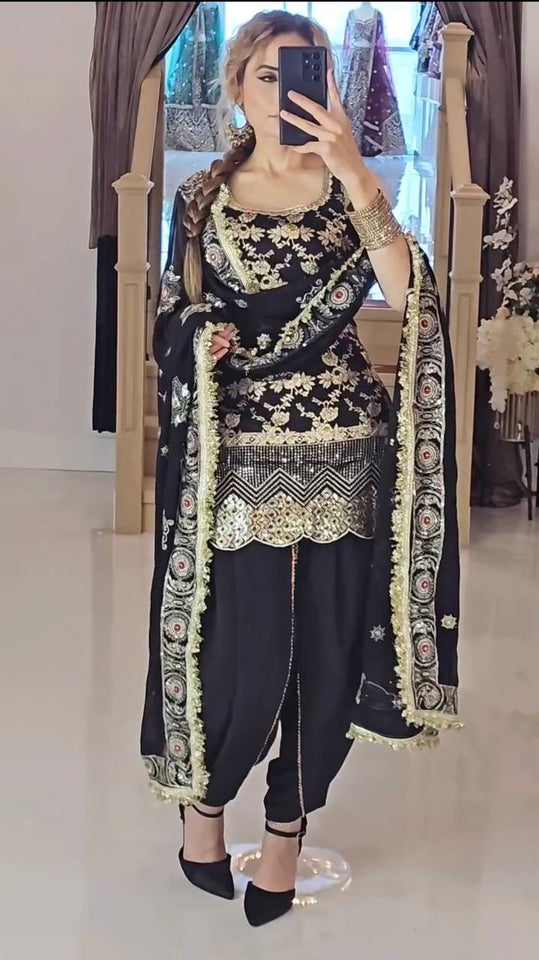 Launching New Designer Party Wear Look Top ,Dhoti Salwar and Dupatta