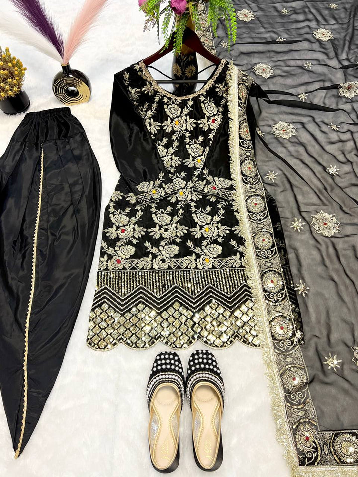 Launching New Designer Party Wear Look Top ,Dhoti Salwar and Dupatta