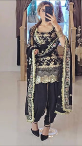 Launching New Designer Party Wear Look Top ,Dhoti Salwar and Dupatta