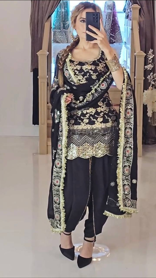 Launching New Designer Party Wear Look Top ,Dhoti Salwar and Dupatta