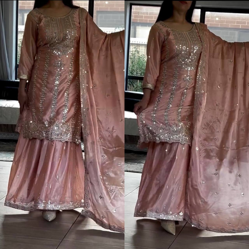Top And plazzo With Dupatta