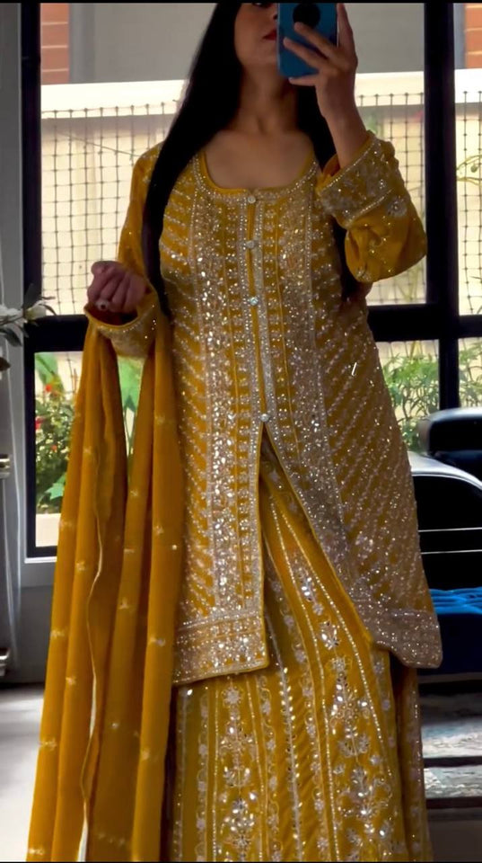 Presenting  New Designer Party Wear Look Top-Plazzo and Dupatta With Heavy Embroidery Work