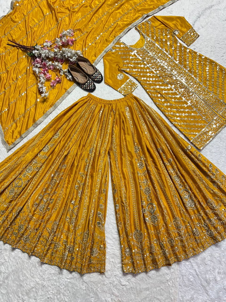 Presenting  New Designer Party Wear Look Top-Plazzo and Dupatta With Heavy Embroidery Work