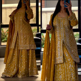 Presenting  New Designer Party Wear Look Top-Plazzo and Dupatta With Heavy Embroidery Work