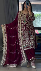 Launching New Designer Party Wear Look Top ,Dhoti Salwar and Dupatta