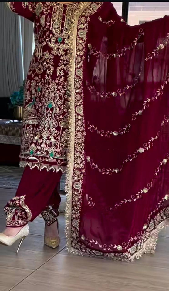 Launching New Designer Party Wear Look Top ,Dhoti Salwar and Dupatta