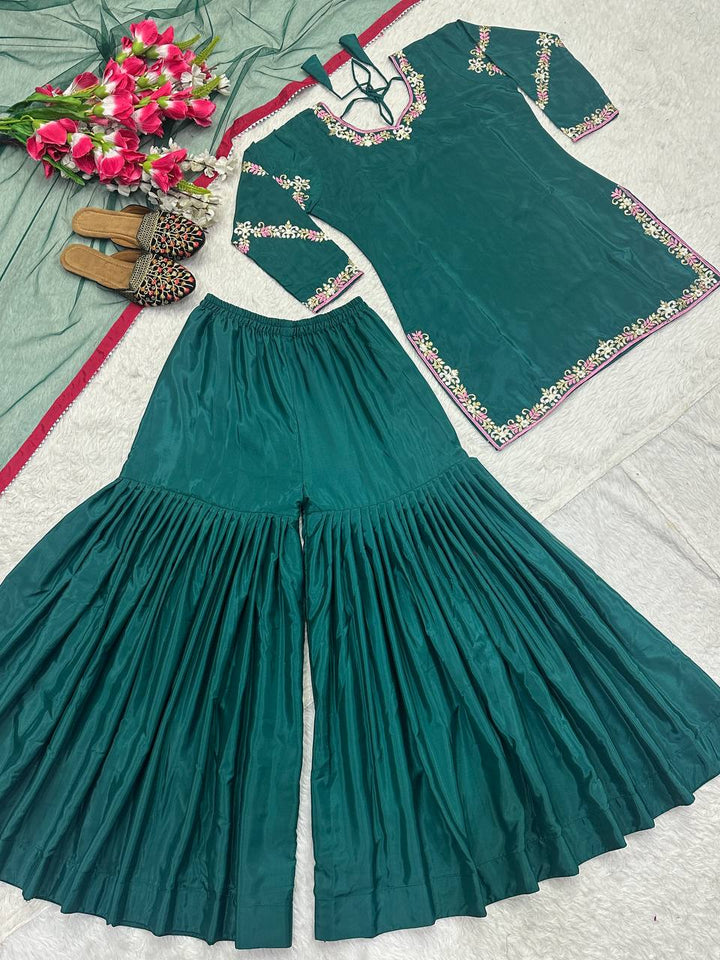 Top And Plazzo with Dupatta