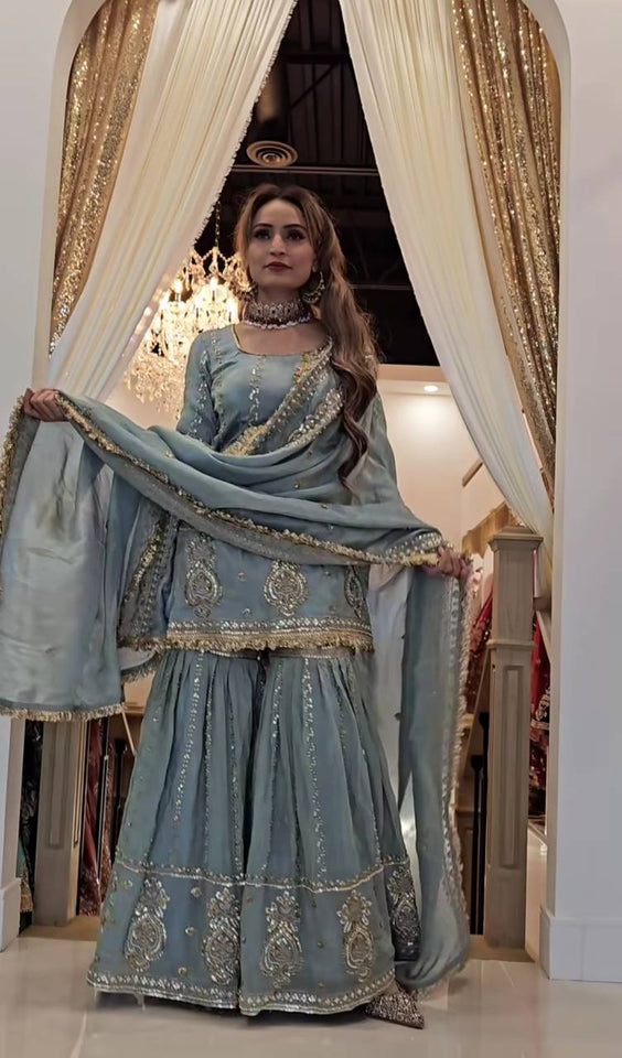 Top And Plazzo With Dupatta