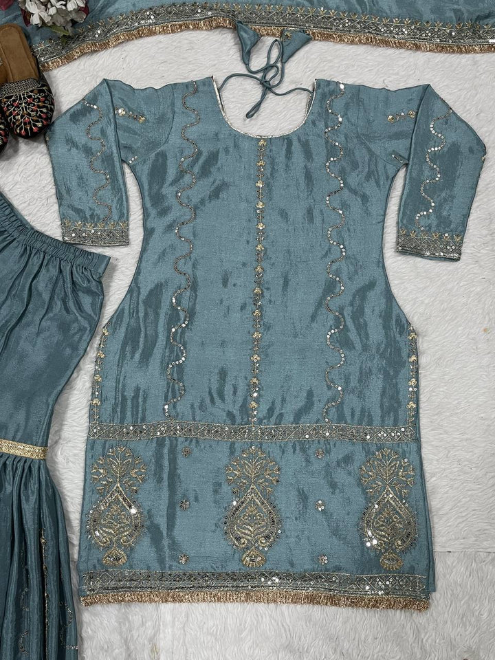Top And Plazzo With Dupatta