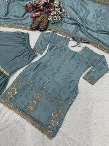 Top And Plazzo With Dupatta