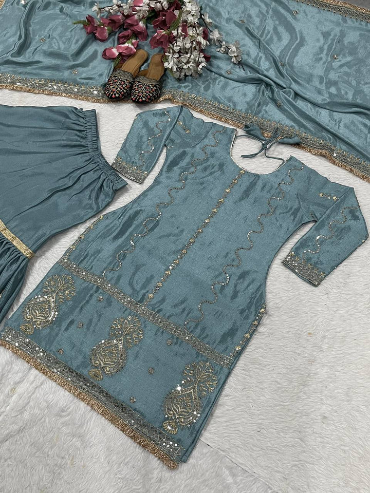 Top And Plazzo With Dupatta