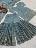 Top And Plazzo With Dupatta
