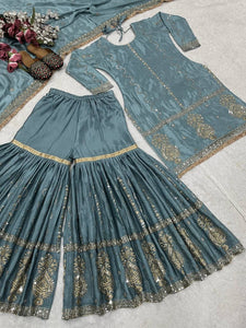 Top And Plazzo With Dupatta