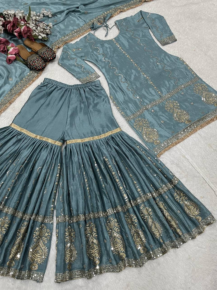 Top And Plazzo With Dupatta