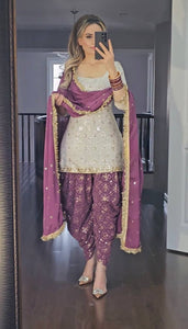 Launching New Designer Party Wear Look Top , Dhoti Styles Salwar and Dupatta *