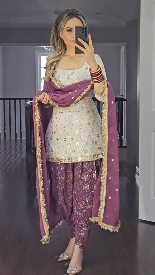 Launching New Designer Party Wear Look Top , Dhoti Styles Salwar and Dupatta *
