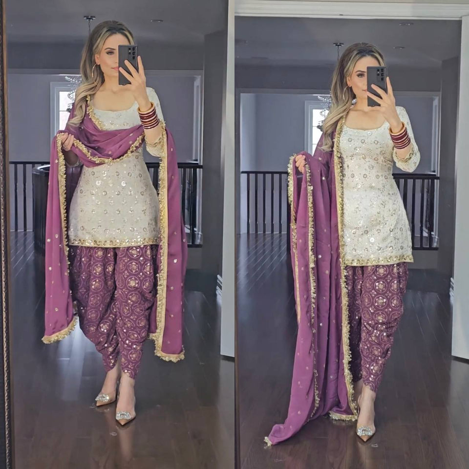 Launching New Designer Party Wear Look Top , Dhoti Styles Salwar and Dupatta *